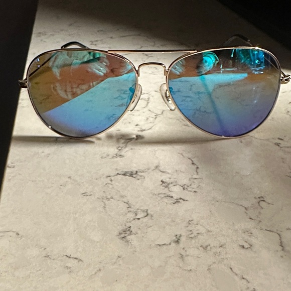 Privé Revaux Aviator Sunglasses with Blue Mirrored Lenses
